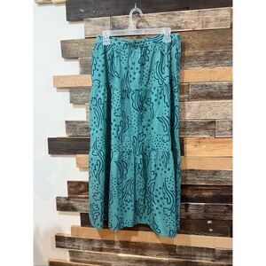 Gudrun Sjoden green leaves tiered skirt size Medium